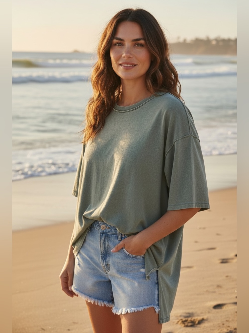 We the Free phoenix T Crewneck Women's Top in soft sage Green size Small